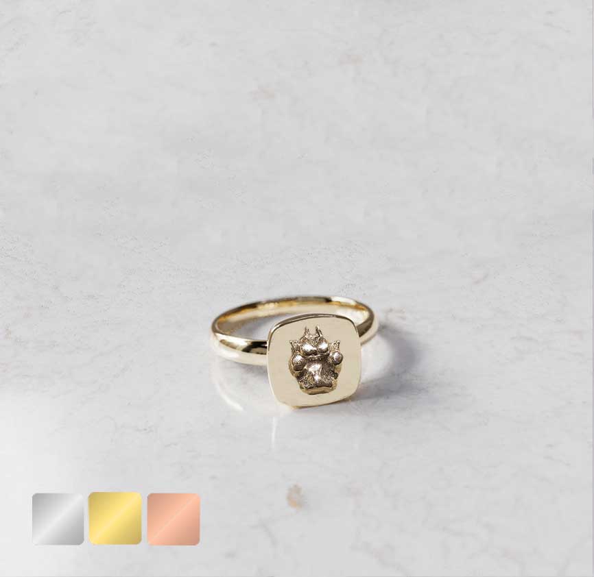 Pootafdruk op vierkante ring goudopties