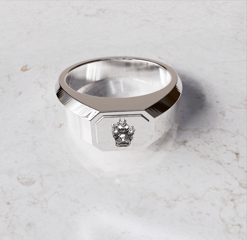 Herenring gepersonaliseerd met pootafdrukje zilver