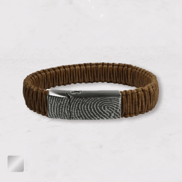 Bruin leren armband met vingerafdruk
