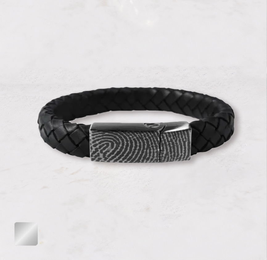 Heren armband met askamer en vingerafdruk