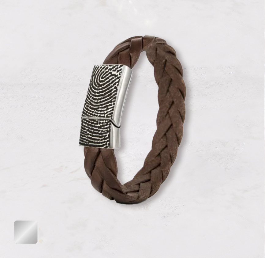 vingerafdruk armband van leer heren