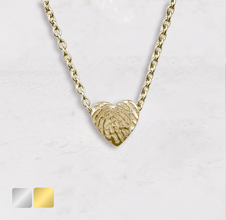 vingerafdruk collier met hartjes hanger