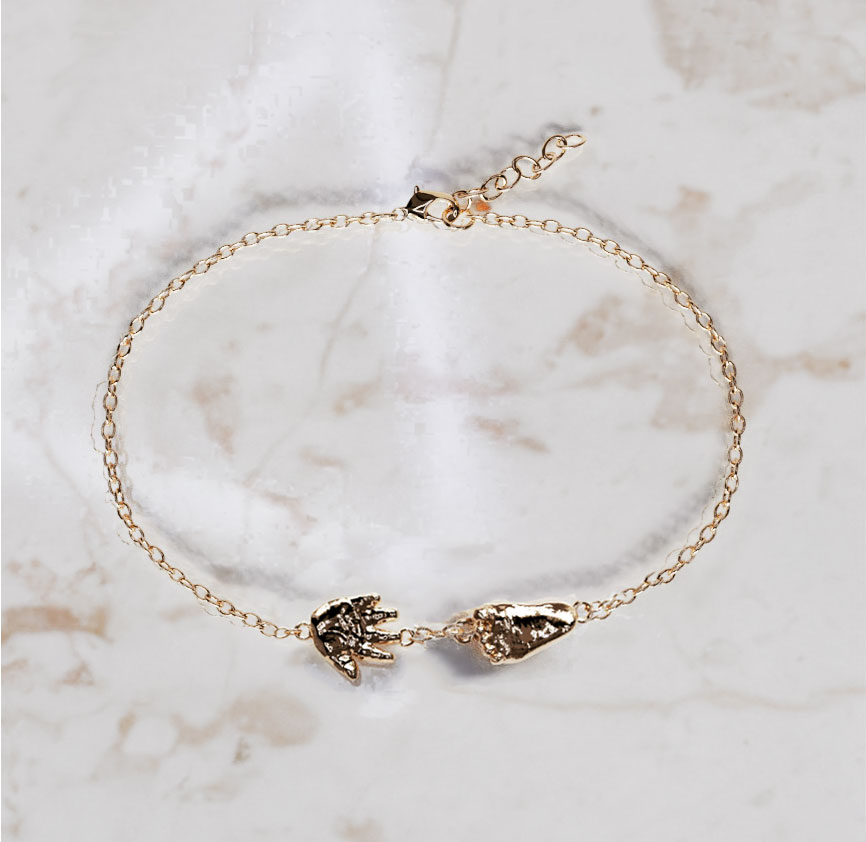 Armband met handje en voetje baby