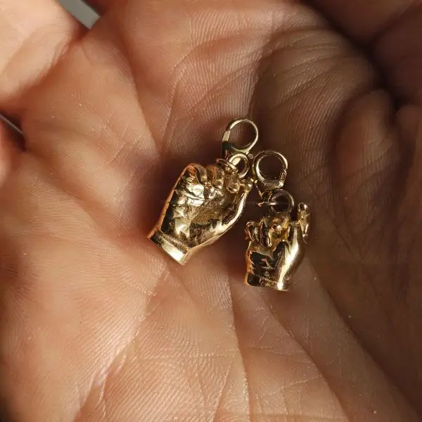 3D babycasting handjes goud bedels voor aan armband