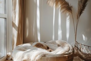 slapende hond in mand